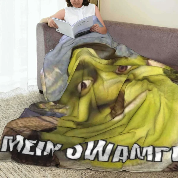 Shreks Pun Funny Memes Coperta con stampa in velluto, traspirante, ultra morbida, per tappeto da viaggio a casa 4