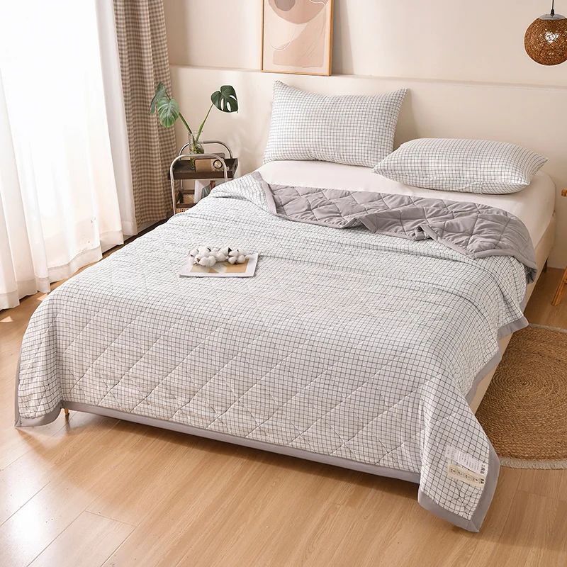 Piumino estivo sottile stile scozzese Copriletto trapuntato Coperta morbida Trapunta fresca Piumino singolo/doppio/queen size 이불 (senza federa) 2