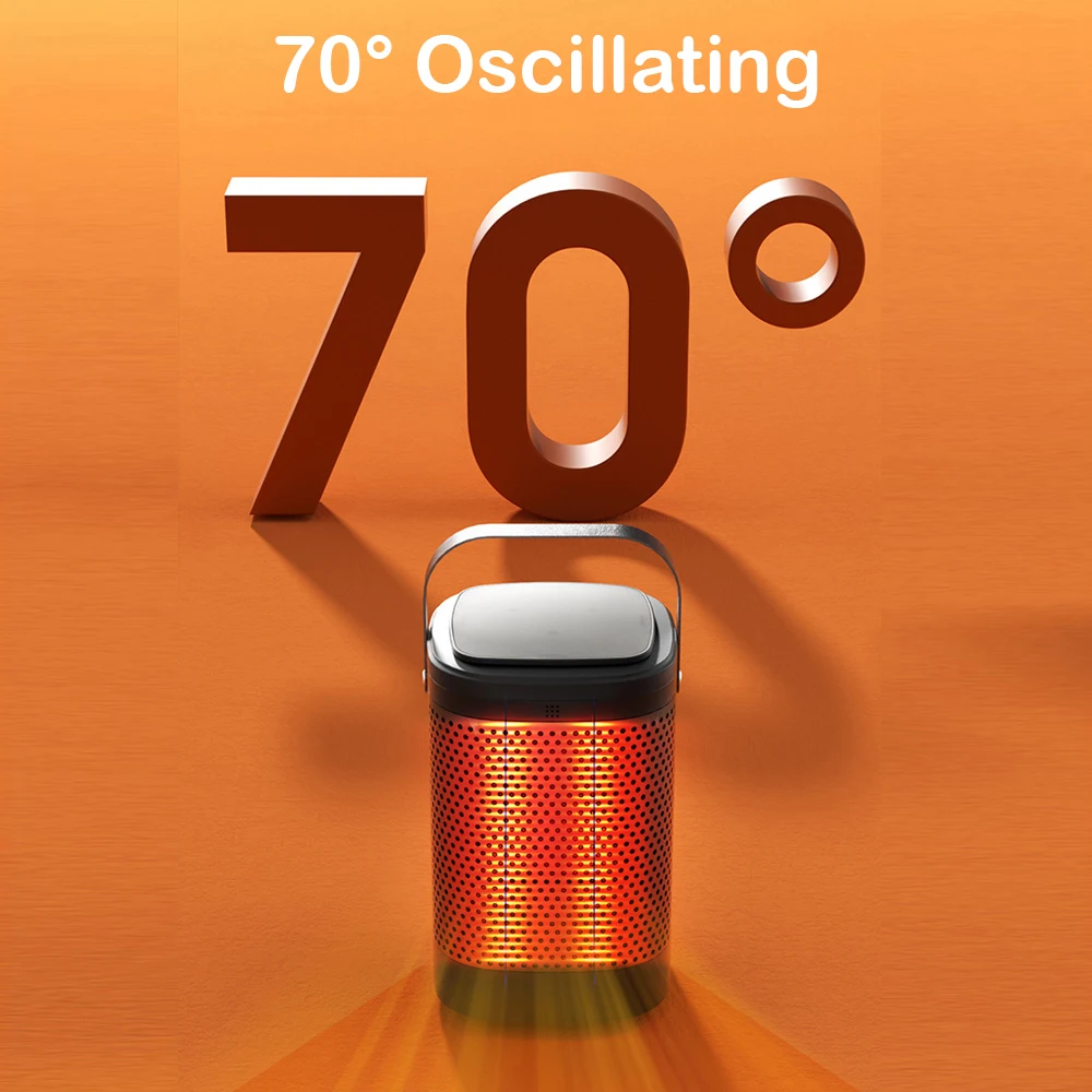 Riscaldatore elettrico portatile ventole di riscaldamento PTC riscaldatore da tavolo con telecomando riscaldatore oscillante a 70 ° per macchina scaldavivande 3