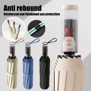 Ombrello a tre pieghe Rinforzare la chiglia Ombrello completamente automatico Pioggia Lucentezza Sole Ombrelli UV Protezione Anti-ribo Arresto immediatamente 1