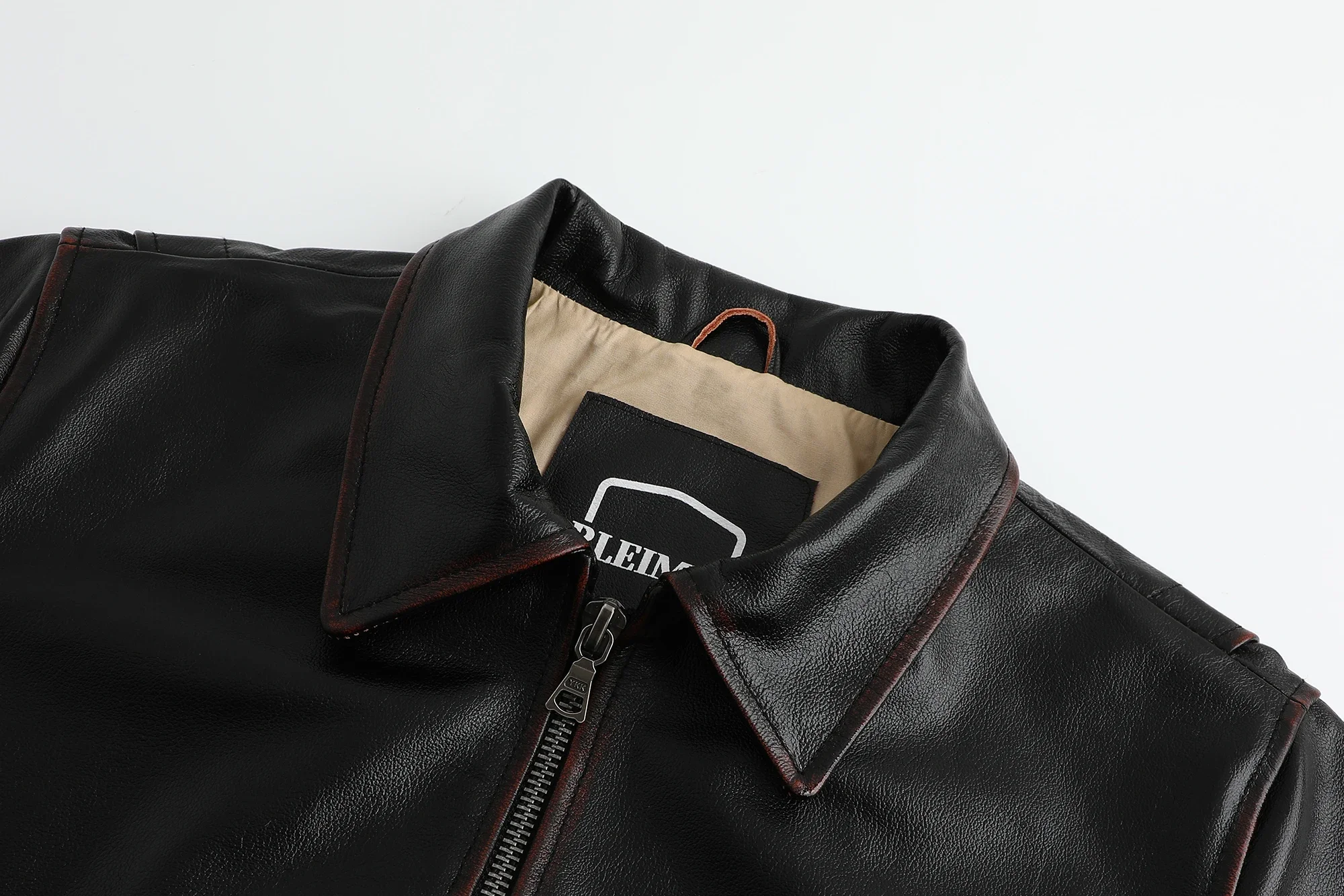 2025 Giacca da uomo in vera pelle con strato superiore Giacche da pilota militare Air Force A2 Risvolto Retro Rub Color Tooling Cappotto corto grande 5