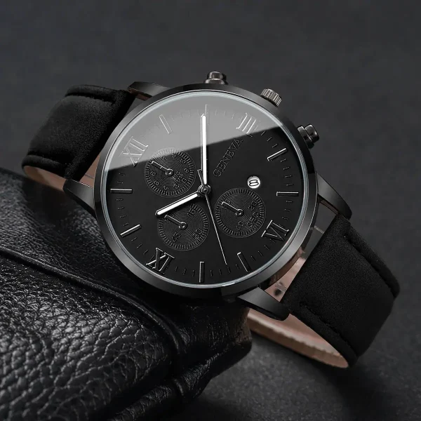 1/2PCS Orologi da uomo d'affari Moda Roma quadrante calendario orologio al quarzo cinturino in pelle orologi da polso maschili Reloj Hombre (senza scatola) 5