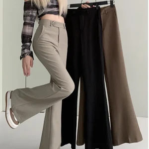 MEXZT Pantaloni svasati streetwear Donna Moda coreana Pantaloni da abito neri a vita alta Pantaloni estivi da donna eleganti dal design sottile Novità 1