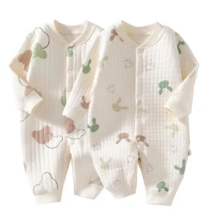 3 strati tuta neonato in cotone orso coniglietto cartone animato pagliaccetto autunno inverno bambino vestito tutina infantile bambini ragazzo ragazza vestiti 1