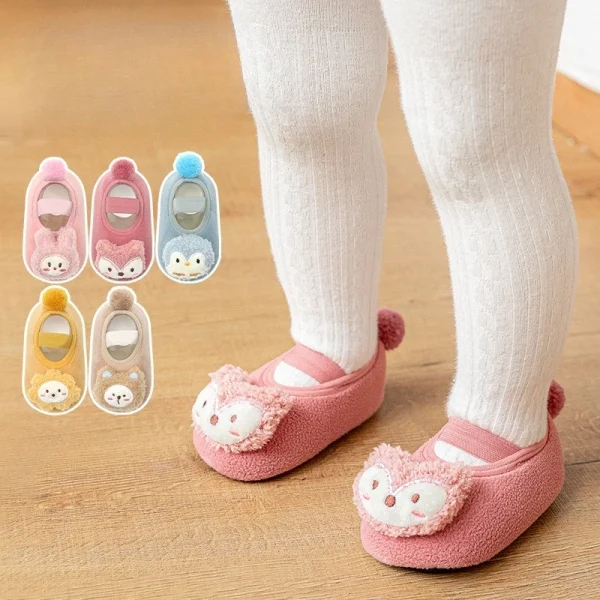 Pantofole per bambini calde invernali Scarpe per calzini da pavimento in peluche per bambini Ragazzi Ragazza Bambini Scarpe da passeggio morbide antiscivolo Scarpe per bambini per la casa al coperto 4