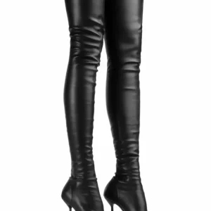 2025 Autunno e inverno Nuovi tacchi alti slim fit da donna, stivali alti al ginocchio, stivali a gamba sottile elastici a punta da donna, stivali lunghi 1