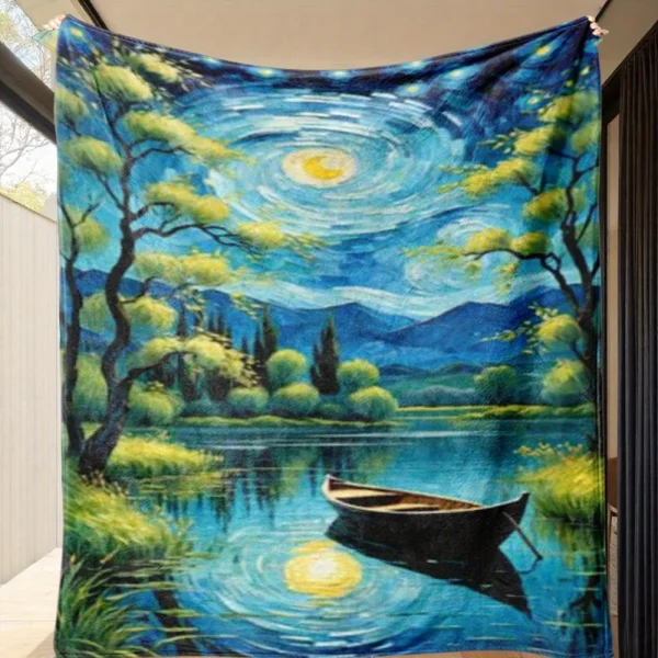 1 pezzo di coperta in peluche ultra bella illuminata al lago, dimensioni grandi e soffici, perfetta per decorazioni per la casa, divani, auto e scene di ufficio 1