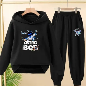 Set con cappuccio per bambini Abbigliamento superiore e inferiore per ragazze Felpa con cappuccio rosa + pantaloni Età 2-12 ragazzi Felpa con stampa anime autunnale adatta 1