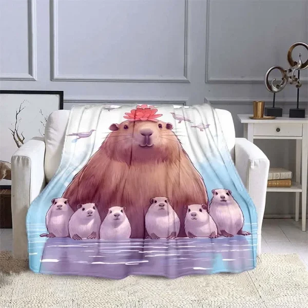 10 taglie Cartoon Capybara Pattern coperta Warm Soft Fluffy Kids and Adult Sofa Bed Throw coperta Outdoor Travel Camping Sheet - immagine 5