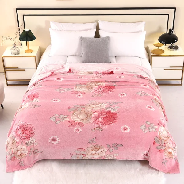 Bonenjoy 1pc Coperta Copriletto stile floreale Coperta in pile Plaid Scialle da viaggio Divano Pisolino Coperte Lenzuolo per la casa manta 4