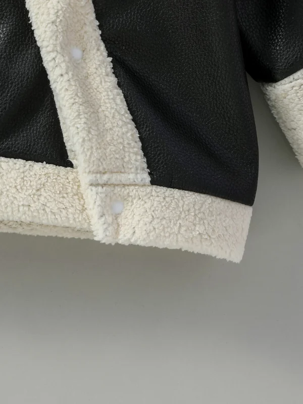 3M-3Y Autunno Inverno Ragazzi New Fashion PU Giacca in pelle Tenere al caldo Addensare Pelliccia sintetica in un cappotto Streetrwear Abbigliamento 4