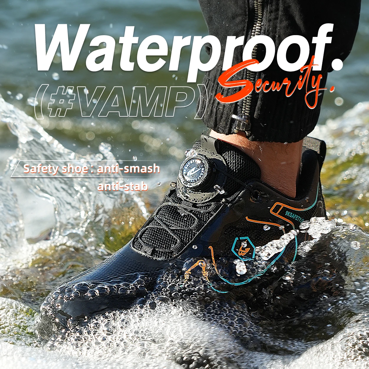 2025 nuove scarpe antinfortunistiche da uomo impermeabili scarpe da ginnastica con punta in acciaio fibbia ruotata stivale di sicurezza da lavoro a prova di foratura scarpa da lavoro con cuscino d'aria da uomo 4