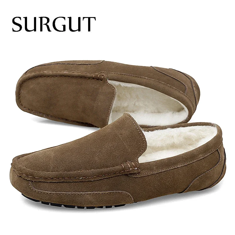 SURGUT Scarpe casual da uomo Mocassini in pelle scamosciata traspirante di marca Mocassini Qualità Inverno caldo Uomo Slip On Scarpe da guida Plus Size 38-47 4