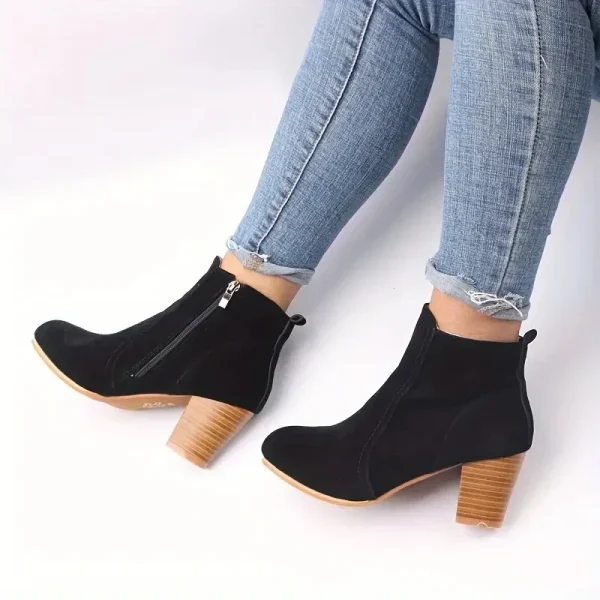 Stivali da donna Autunno Inverno Scarpe con zip con tacco grosso per donna Stivaletti Chelsea moda di lusso Stivali comodi moda donna 3
