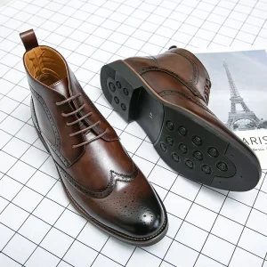 Stivali da uomo Personalità retrò Rosso Blu Comode scarpe alla moda in pelle con lacci Uomo Suola resistente Stivali casual Taglia 38-45 1
