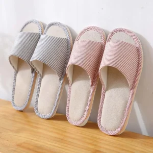Pantofole da casa in lino quattro stagioni da donna Camera da letto interna Scivoli da casa da donna Autunno Amanti unisex Scarpe Sandali casual da esterno per adulti 1