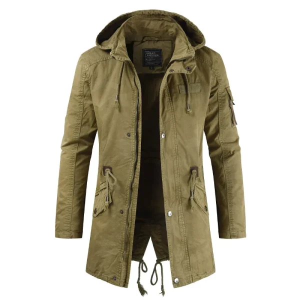 Parka con cappuccio caldo invernale da uomo Giacca a vento in pile da uomo Abbigliamento da lavoro Cappotto tattico militare da uomo Bomber cargo multitasche 4