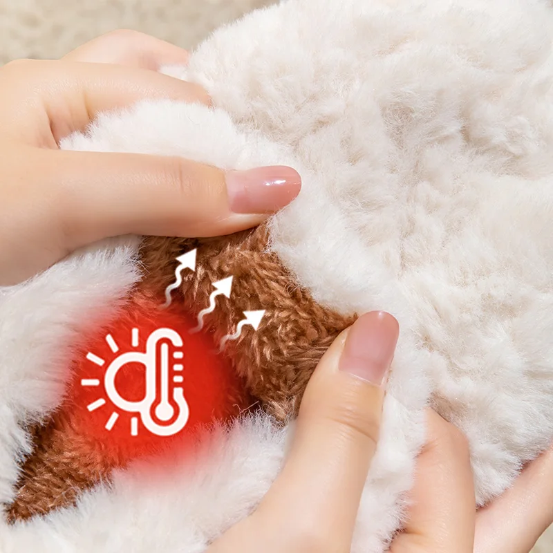 Pantofole in cotone da donna inverno nuovo stile borsa tacco casa scarpe calde e antiscivolo in cotone felpato da uomo che indossano all'esterno 4