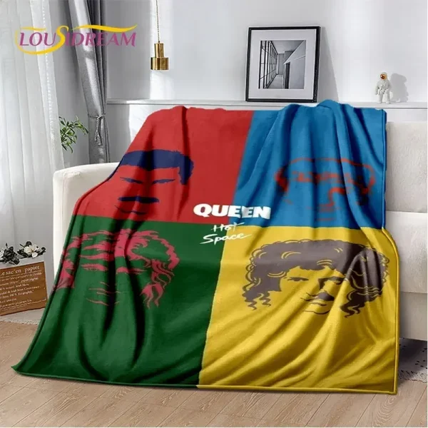 Coperta morbida in peluche Freddie Mercury Queen-Rock-Band, coperta in flanella per soggiorno, camera da letto, divano letto, copertura da picnic 5