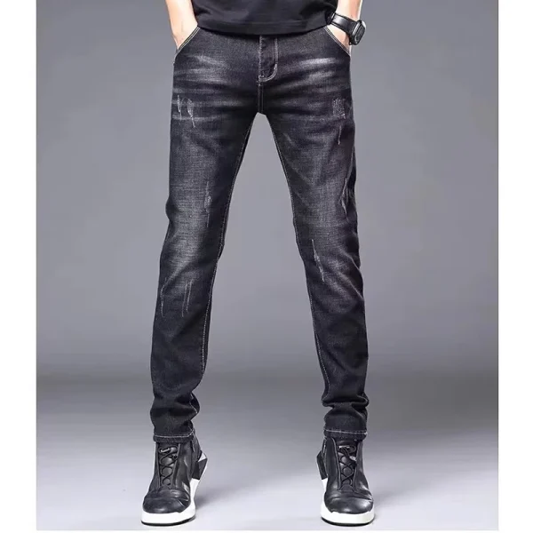 Jeans casual a gamba stretta moda uomo di marca di alta qualità Pantaloni skinny vintage di base Nuovi pantaloni in denim esterni a gamba dritta maschile 6