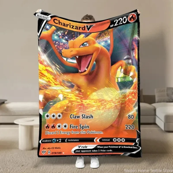 Coperta in peluche di cartone animato HD con carta Pokemon anime giapponese per divano letto morbida flanella lancio soffici coperte da picnic per bambini regalo per bambini 3