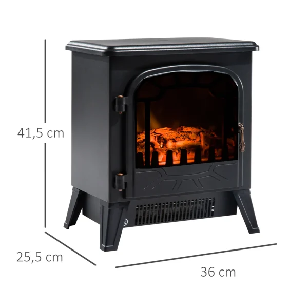 Camino elettrico portatile HOMCOM 900W/1800W effetto fiamma 36x25,5x41,5cm 3