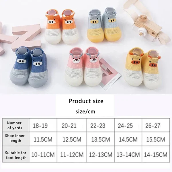 Suefunskry Scarpe da calzino per bambini Cartone animato per bambini Suola in gomma morbida Pantofola da pavimento per interni antiscivolo per scarpe da ginnastica per la prima camminata dei neonati 6