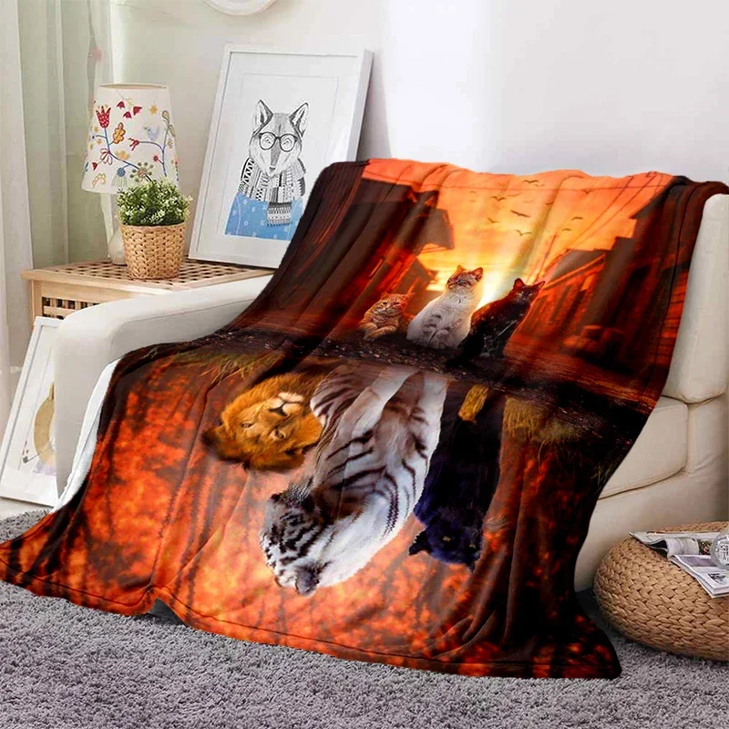 Coperta tigre 3D super morbida per la primavera autunno linea moderna arte coperta Sherpa copriletto tiro da viaggio Dropship 2