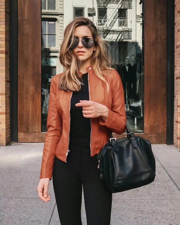 Giacca bomber in pelle PU da donna vintage moda casual autunno inverno giacca a vento con cerniera streetwear giacca femminile Y2K vestiti nuovi 5