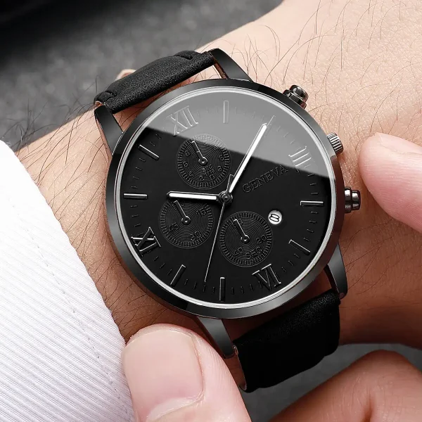 1/2PCS Orologi da uomo d'affari Moda Roma quadrante calendario orologio al quarzo cinturino in pelle orologi da polso maschili Reloj Hombre (senza scatola) 3