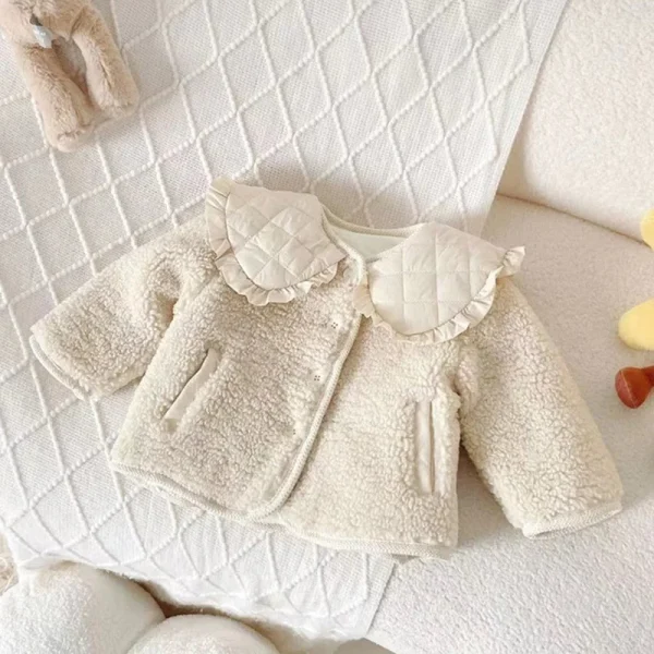 Neonate Soffici Giubbotti Cappotti imbottiti autunnali per bambini Bambino Turn-down Capispalla spesso Principessa Abbigliamento invernale caldo 1-6 anni 1
