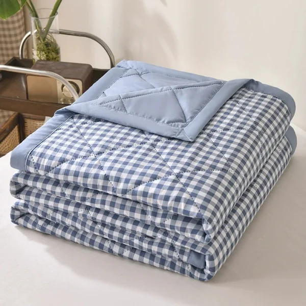 Trapunta estiva Trapunta estiva fresca Trapunta per condizionatore d'aria Trapunte scozzesi delicate sulla pelle Coperta doppia morbida e confortevole traspirante 3