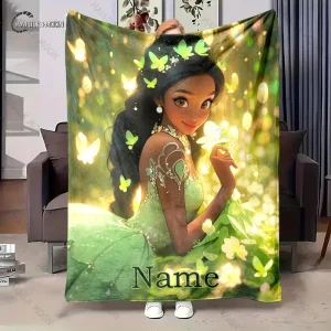 Personalizza la tua principessa e la rana Coperta Tiana Nome personalizzato Coperta personalizzata Divano letto Ufficio Pisolino Coperta quattro stagioni 1