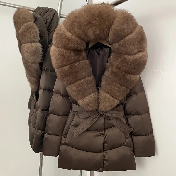 OFTBUY Di Lusso Grande Argento Naturale Pelliccia di Volpe Con Cappuccio Spessore Caldo Parka Femminile Impermeabile 2025 Inverno 90% Piumino D'anatra Delle Donne 2