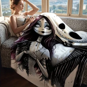 Coperta piccola a tema cartone animato per pausa pranzo Jack Skelington Decorazione domestica Delicata Natale Artigianato moderno Regalo da campeggio Pasqua 1