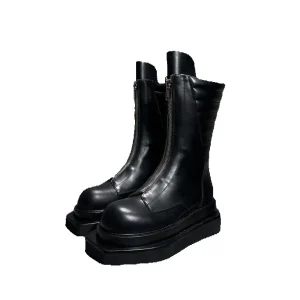 Stivali Chelsea da uomo con plateau Sneakers alte da uomo Tacchi gotici Pelle scamosciata con zip Scarpe firmate vintage alla moda di lusso nere 1