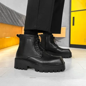 stivali con plateau moda di lusso da uomo designer di marca scarpe con punta quadrata punk hip hop vestito stivale in pelle originale bello corto botas 1