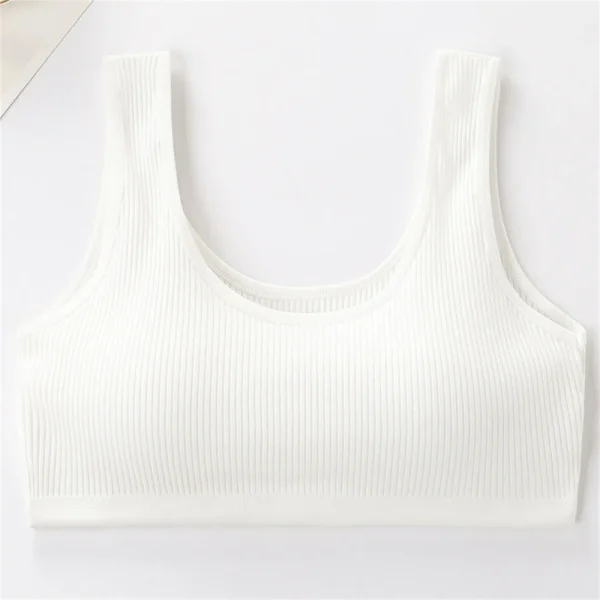 (12-16Y) reggiseno per bambini reggiseno sportivo per giovani morbido reggiseno da allenamento per ragazza intimo reggiseno Anti-sguardo in tinta unita 5