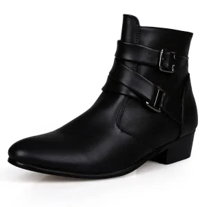 Stivali in pelle da uomo Stilista Stivali Chelsea a punta Stivali casual da lavoro per uomo Stivaletti da moto Botas Hombre 1