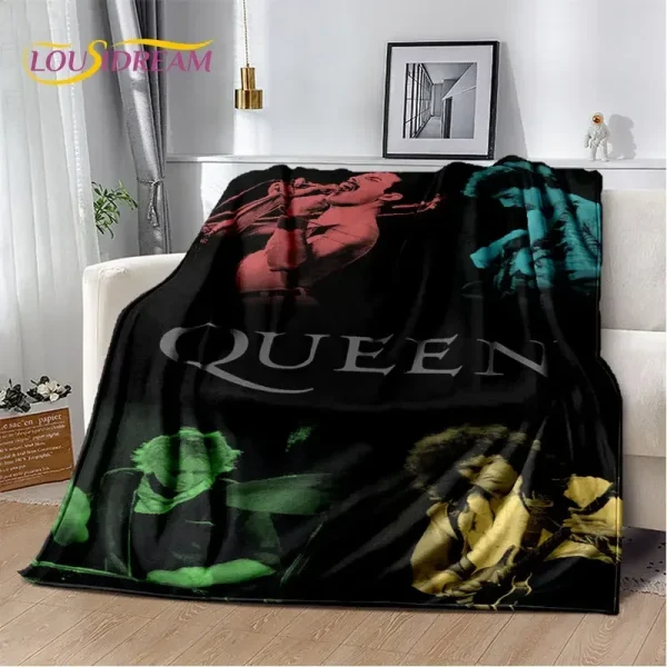 Coperta morbida in peluche Freddie Mercury Queen-Rock-Band, coperta in flanella per soggiorno, camera da letto, divano letto, copertura da picnic 6