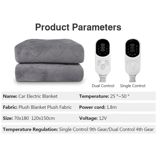Coperte di calore elettriche per camper SUV 12V Auto Peluche Coperte riscaldanti elettriche più spesse Camion da campeggio Veicoli fuoristrada Cuscinetti riscaldanti 6