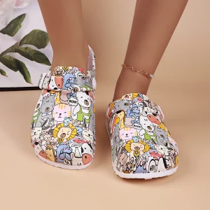 Zoccoli da donna con suola morbida con stampa animalier, comoda tomaia in EVA e suola imbottita, leggeri e traspiranti, casual per quattro stagioni 1