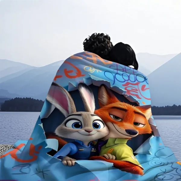 Disney Nick Judy Coperta stampata Coperta da tiro in flanella di cartone animato Coperta da picnic calda Coperta da letto per la casa Coperta da letto Regalo di compleanno 3