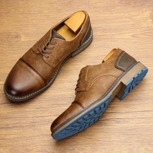 Scarpe derby casual da uomo retrò 2025 Calzature in pelle moda Scarpe da uomo comode slip-on da uomo di nuovo stile 1