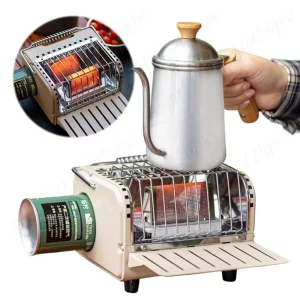 Stufa a gas a cassetta da 1200 W Riscaldamento rapido Mini riscaldatore da campeggio Tipo di carta Riscaldatore per forno Piccolo riscaldatore per escursioni in campeggio all'aperto 1