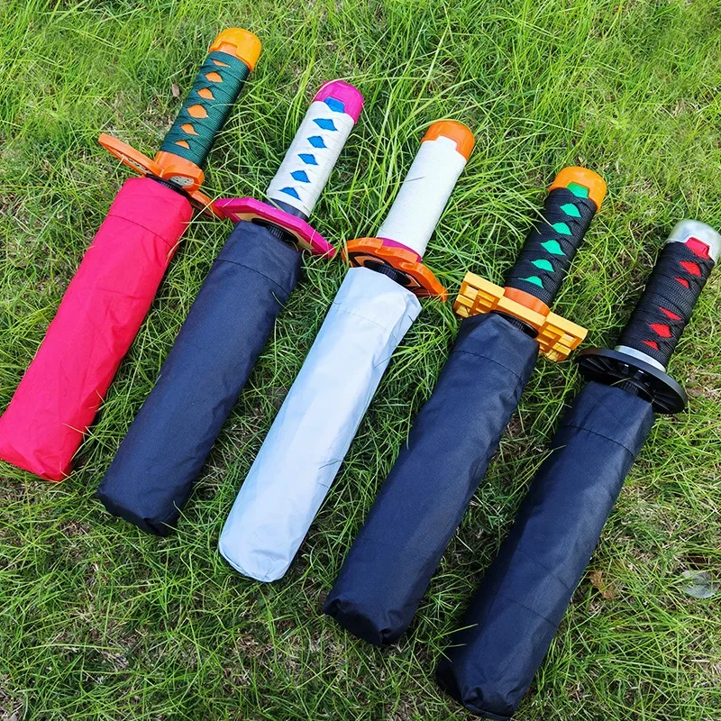 Ombrello spada Katana candeggina Blocco UV Ombrellone nero Kurosaki Ichigo Ombrello sabre Katana giapponese di dimensioni reali Ombrellone anime 5
