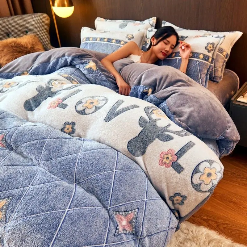 WOSTAR Copripiumino invernale in flanella calda 220x240 king size coppia copripiumino soffice velluto in pile set di biancheria da letto matrimoniale di lusso 1