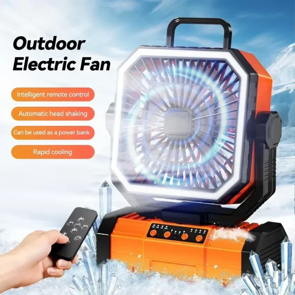 Ventilatore da campeggio con ventola alimentata a batteria da 20000 mAh con 360 °   Gancio per appendere la rotazione per tende da pesca Ventilatore da soffitto da campeggio ricaricabile da scrivania 3