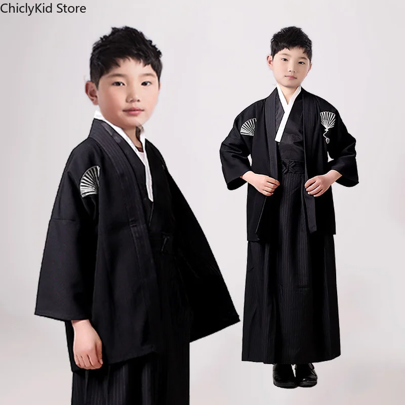 Set di abbigliamento per bambini Kimono tradizionale per ragazzi Costumi giapponesi per bambini Abiti da samurai per bambini 2 colori 5-15 anni 4