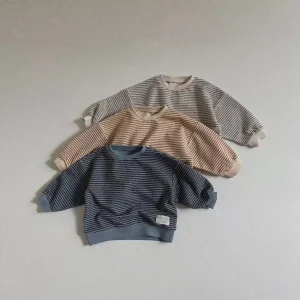 Autunno New Baby felpa a maniche lunghe ragazzi ragazze cotone Casual Pullover Infant Toddler felpa a righe larghe abbigliamento per bambini 1
